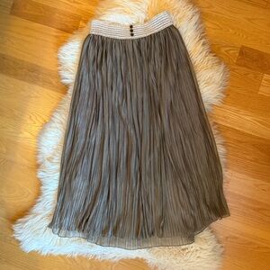 Double Zero Taupe and Beige Knit Detail Skirt